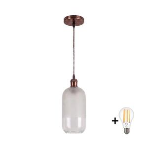 BRILAGI - LED luster na lanku RETRO GLASS 1xE27/60W/230V pr. 14 cm medená/biela NSTK7777+AI0179 vyobraziť