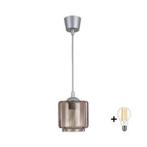 BRILAGI-LED Luster na lanku R GLASS 1xE27/60W/230V pr. 15 cm strieborná/dýmovo béžová NSTK7399+TK8612A vyobraziť