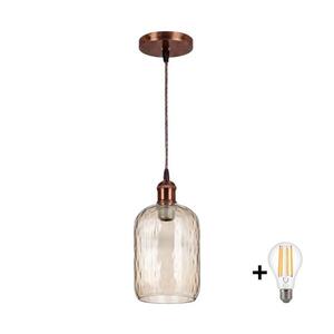 BRILAGI - LED luster na lane R GLASS 1xE27/60W/230V priemer 14 cm medená/dymovo-hnedá NSTK7702+AI0179 vyobraziť