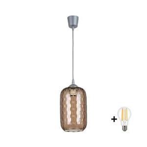 BRILAGI - LED luster na lanku R GLASS 1xE27/60W/230V priemer 14 cm strieborný/dymovo-hnedý NSTK7702+TK8612A vyobraziť