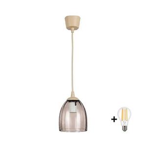 BRILAGI - LED luster na lanku R GLASS 1xE27/60W/230V pr. 17 cm béžová / dymovo béžová NSTK7393+TK8619A vyobraziť