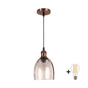 BRILAGI - LED luster na lankách R GLASS 1xE27/60W/230V pr. 17 cm medená/dymovo-béžová NSTK7393+AI0179 vyobraziť