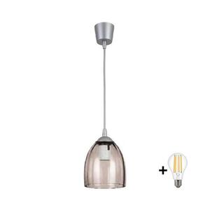 BRILAGI-LED Luster na lanku R GLASS 1xE27/60W/230V pr. 17 cm strieborná/dymovo-béžová NSTK7393+TK8612A vyobraziť