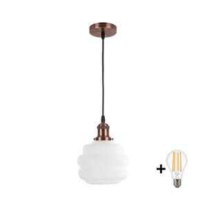 BRILAGI - LED závesný luster RETRO GLASS 1xE27/60W/230V Ø 20 cm medený/biely NSTK7639+AI0179 vyobraziť