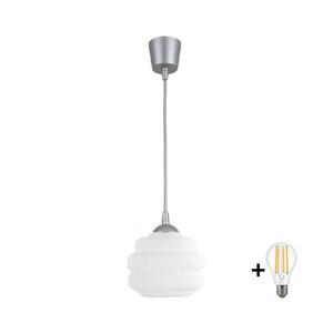BRILAGI - LED luster na lanku RETRO GLASS 1xE27/60W/230V pr. 20 cm strieborná/biela NSTK7639+TK8612A vyobraziť