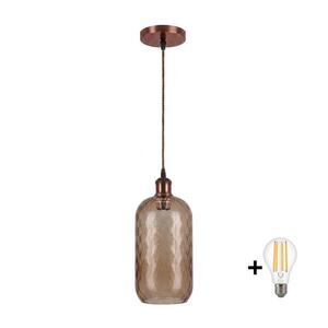 BRILAGI - LED luster na lanku R GLASS 1xE27/60W/230V priemer 14 cm medený/dymovo-hnedý NSTK7701+AI0179 vyobraziť