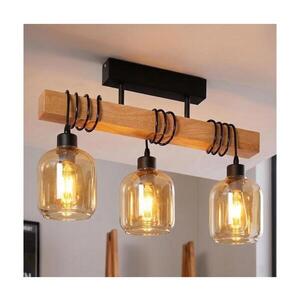 BRILAGI - Prisadený luster WOOD GLASS 3xE27/60W/230V borovica/čierna/dymovo-hnedá EG44074+3xNSTK7765 vyobraziť