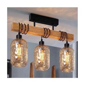 BRILAGI - Prisadený luster WOOD GLASS 3xE27/60W/230V borovica/čierna/dýmovo-hnedá EG44074+3xNSTK7702 vyobraziť