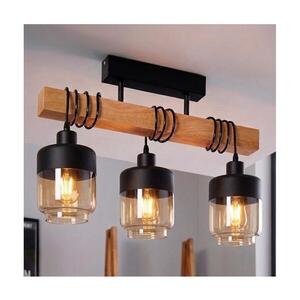 BRILAGI - Prisadený luster WOOD GLASS 3xE27/60W/230V borovica/čierna/dymovo-hnedá EG44074+3xNSTK7324 vyobraziť