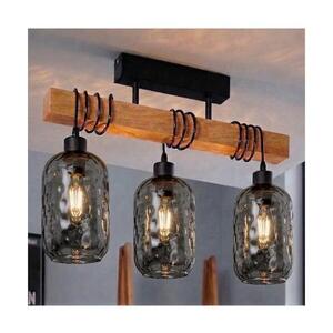 BRILAGI - Prisadený luster WOOD GLASS 3xE27/60W/230V borovica/čierna/dymovo sivá EG44074+3xNSTK7501 vyobraziť
