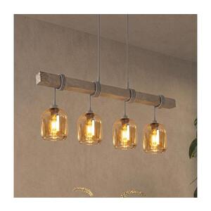 BRILAGI - Luster na lanku WOOD GLASS 4xE27/60W/230V borovica/sivá/dymovo-hnedá EG49927A+4xNSTK7765 vyobraziť
