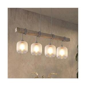 BRILAGI - Luster na lanku WOOD GLASS 4xE27/60W/230V borovica/sivá/biela EG49927A+4xNSTK7779 vyobraziť