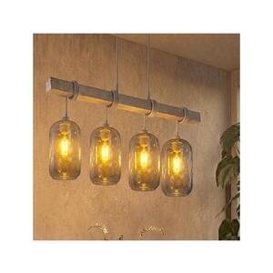 BRILAGI - Závesný luster na lane WOOD GLASS 4xE27/60W/230V borovica/sivá/dymovo-sivá EG49927A+4xNSTK7501 vyobraziť