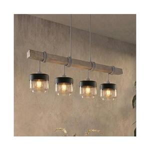 BRILAGI - Závesný luster na lane WOOD GLASS 4xE27/60W/230V borovica/sivá/dymová hnedá EG49927A+4xNSTK7324 vyobraziť