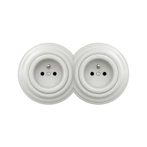 lap - Dvojitá retro domová zásuvka s rámčekom, 230 V, keramická biela 2xKA0008+2xKA0006 vyobraziť
