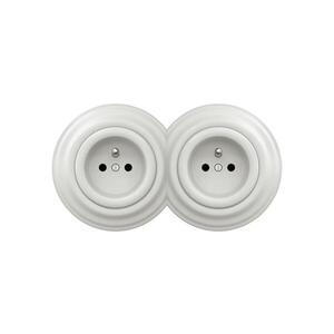 Reblig - Dvojitá retro domová zásuvka s rámikom 230 V, keramická biela 2xRG0008+2xRG0006 vyobraziť