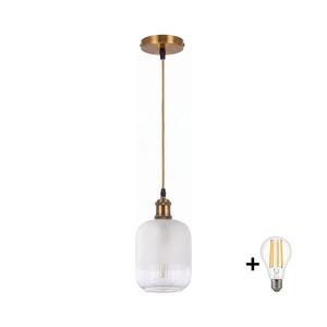 BRILAGI - Závesné LED svietidlo na lanku RETRO GLASS 1xE27/60W/230V priemer 14 cm zlatá/biela NSTK7779+AI0178 vyobraziť