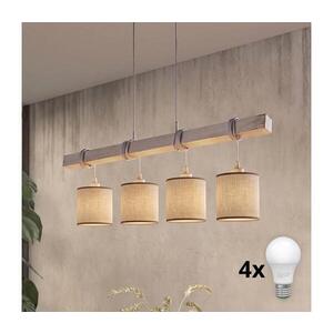 BRILAGI - LED luster na lanku NUBILA 4xE27/60W/230V šedá/hnedá 1xEG49927A+4xBG1583 vyobraziť