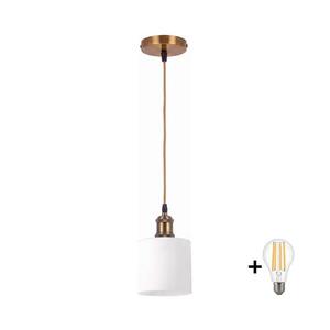 BRILAGI - LED luster na lanku RETRO GLASS 1xE27/60W/230V priemer 10 cm zlatá/biela NSTK7006+AI0178 vyobraziť