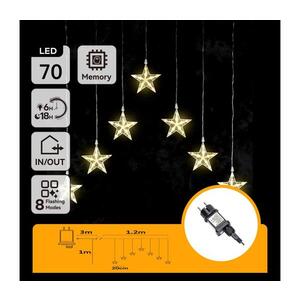 B.V. - Vonkajšia vianočná LED reťaz, 70 LED, 230 V, 1, 2 × 1 m, IP44, teplá biela (hviezdy) B10303ABGC vyobraziť
