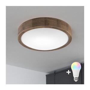 BRILAGI – LED RGBW stmievateľné stropné svietidlo CARVALHO SLIM 1×E27/12W/230V Wi‑Fi v dekore dub, priemer 27 cm BG0854+AI0819 vyobraziť