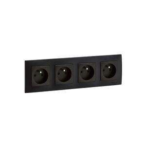 Legrand - Štvornásobná domová zásuvka 250V/16A NILOE čierna LR0015+LR0001+LR0001+LR0001+LR0001 vyobraziť
