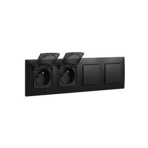 Legrand-Dvojitá vonkajšia zásuvka 250V/16A a dvojitý jednopólový vypínač č. 1 NILOE LR0015+LR0003+LR0003+LR0006+LR0006 vyobraziť