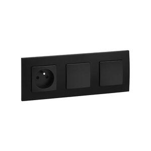 Legrand -Dvojitý jednopólový vypínač č. 1 a domová zásuvka 250V/16A NILOE čierna LR0014+LR0006+LR0006+LR0001 vyobraziť