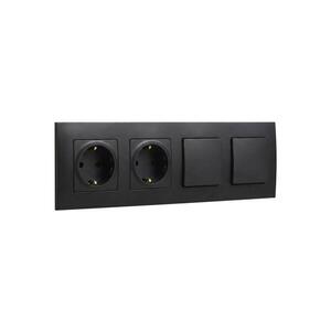 Legrand-Dvojitá domová zásuvka SCHUKO 250 V/16 A a dvojitý jednopólový vypínač č. 1 NILOE LR0015+LR0114+LR0114+LR0006+LR0006 vyobraziť