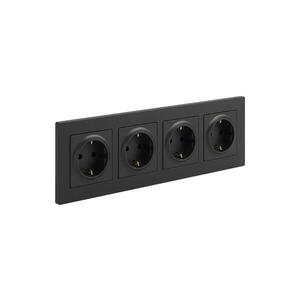 Legrand - Štvornásobná domová zásuvka SCHUKO 250V/16A NILOE STEP čierna LR0047+LR0116+LR0116+LR0116+LR0116 vyobraziť