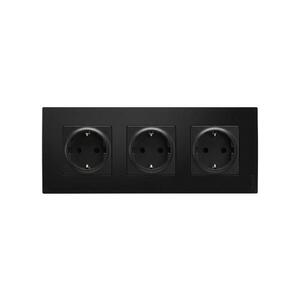 Legrand - Trojitá domová zásuvka SCHUKO 250V/16A NILOE čierna LR0014+LR0114+LR0114+LR0114 vyobraziť