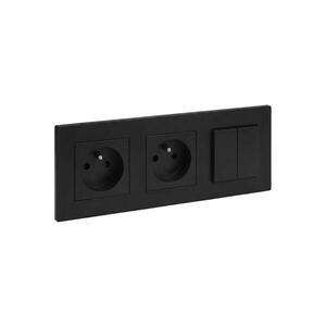 Legrand-Dvojitá domová zásuvka 250 V/16 A a dvojitý vypínač č. 5 NILOE STEP čierna LR0046+LR0039+LR0033+LR0033 vyobraziť