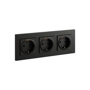 Legrand - Trojitá domová zásuvka SCHUKO 250V/16A NILOE STEP čierna LR0046+LR0116+LR0116+LR0116 vyobraziť