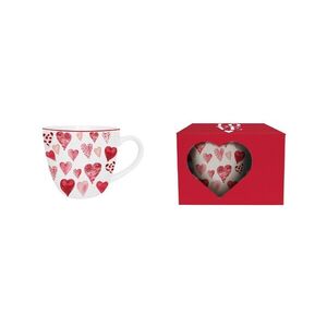 DUO - Hrnček 460ml HEARTS 1, biely a červené srdcia v darčekovej krabičke, porcelán vyobraziť