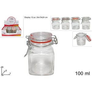 MAKRO - Dóza sklo 100ml s klipom, 5x8x7cm, rôzne farby, sklenená vyobraziť