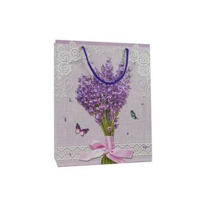 MAKRO - Taška darčeková 26x32x10cm, levanduľa kytica vyobraziť