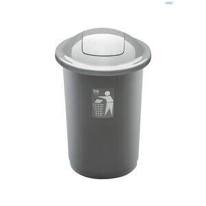 PLAFOR - Kôš odpadkový 50 l na recykláciu s výklopným vekom, strieborný vyobraziť