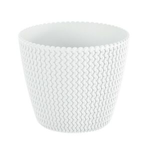 PROSPERPLAST - Obal na kvetináč SPLOFY 13cm biely, umelá hmota vyobraziť