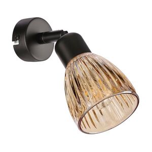 AMCOS lampa kinkiet 1x40W E14 czarny klosz bursztynowy vyobraziť