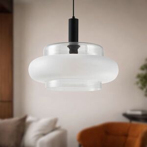 BRIZI lampa wisząca czarny 1x40W E27 klosz bezbarwny+mrożony vyobraziť