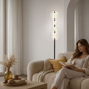 PLAYA lampa podłogowa czarny 15W LED 3000K klosz kula bezbarwny vyobraziť