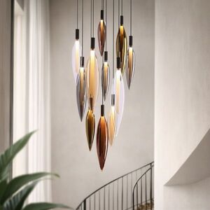 Lampa wisząca Nordic szklane tuby kolorowe do salonu vyobraziť