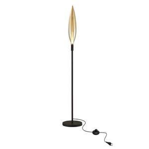 Lampa podłogowa Nordic szklana z bursztynowym kloszem czarna metalowa stojąca vyobraziť