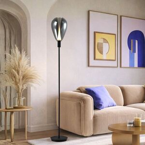 Lampa podłogowa Denso czarna z dymionym szklanym kloszem nowoczesna 1x5W G9 vyobraziť