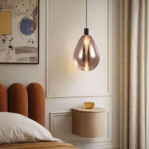 Lampa wisząca Denso 20 szklana czarna z kloszem miedzianym nad stół vyobraziť