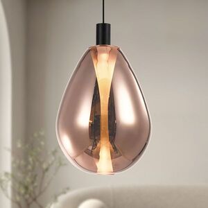 Lampa wisząca Denso 30 szklana kula miedziana do jadalni nad stół vyobraziť