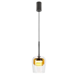 Lampa wisząca Glaxi szklana podwójny klosz transparentny i żółty GX53 vyobraziť
