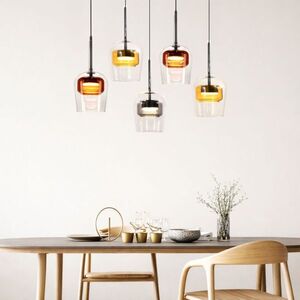 Lampa wisząca Glaxi szklane kolorowe klosze 5xGX53 nad stół do salonu i jadalni vyobraziť