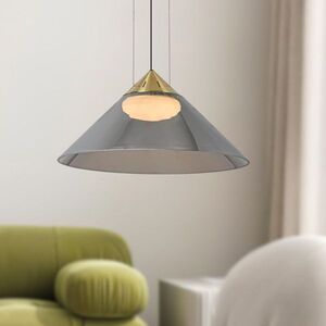 Lampa wisząca Presto 42 szklana złota z kloszem dymionym nad stół GX53 vyobraziť