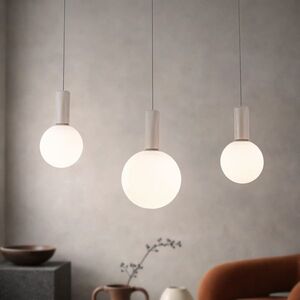 Lampa wisząca Testa beżowa klosze kule nad stół do jadalni 3xG9 vyobraziť